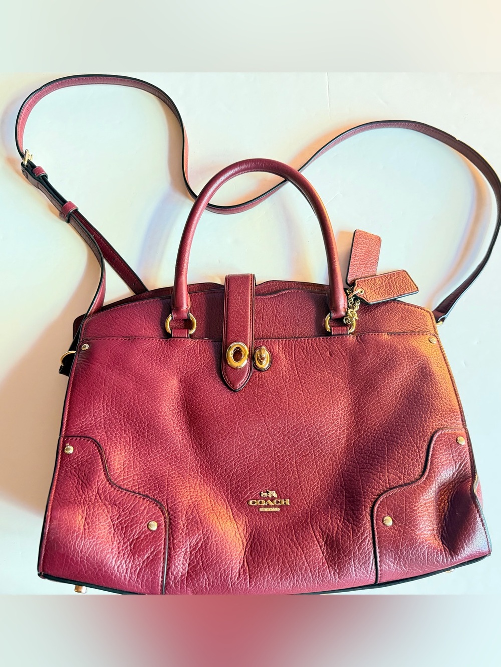Coach Burgundy Mercer Satchel 2 way bag